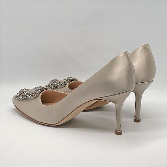 Manolo Blahnik Hangisi 70 Embellished Satin Pumps size 37 - Picture 7 of 14